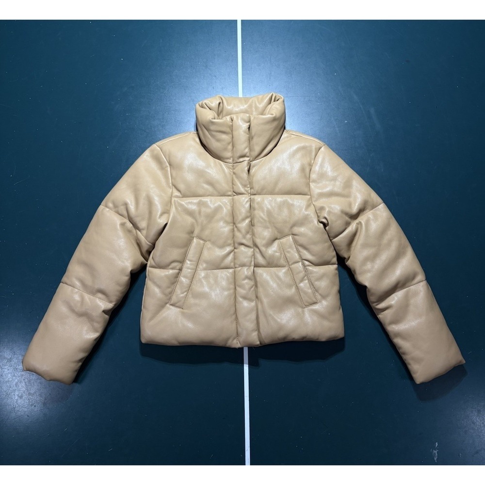 Abercrombie & Fitch The A&F Mini‎ Puffer Quilted Vegan Leather Jacket Coat XXS
